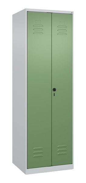 C+P Mehrzweckschrank Classic PLUS, C Wäsche-/Garderobenspind Classic PLUS, 2 Abteile, 1850x600x500mm, 7035/6011, Drehriegel, 080600-20 S10006