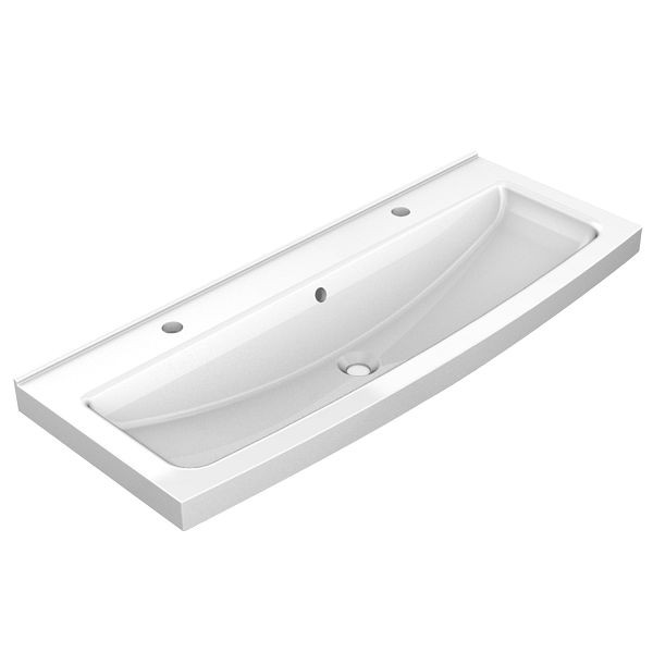 KWC Reihenwaschplatz, SOLX, MIRANIT, alpinweiß, 1200x170x480 mm, 2 Hahnlöcher, 2030000226