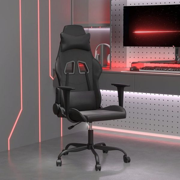 vidaXL Gaming-Stuhl mit Massagefunktion Schwarz Kunstleder, 345407