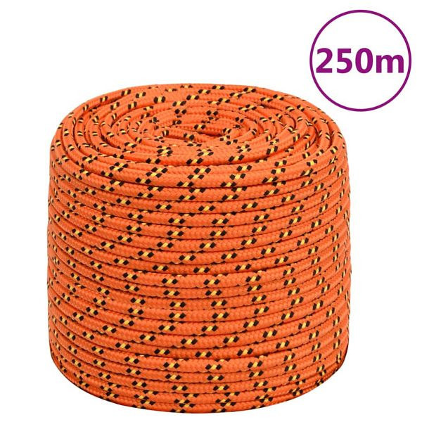 vidaXL Bootsseil Orange 10 mm 250 m Polypropylen, 152668