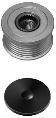HELLA Generatorfreilauf, Gewindemaß: M16x1,5, Anzahl der Rillen: 6, mit Kappe, 9XU 358 038-461