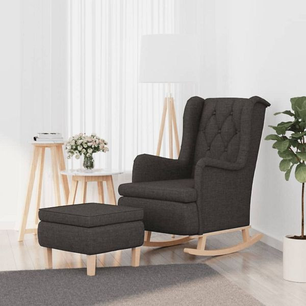vidaXL Schaukelsessel mit Hocker Dunkelgrau Stoff, 3121273
