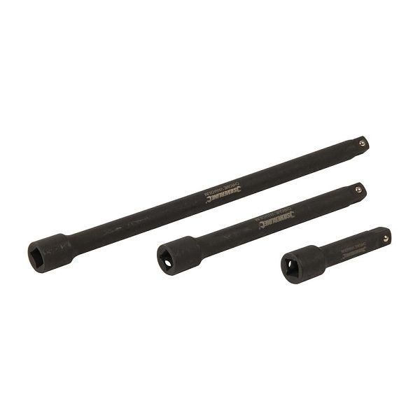 Silverline Steckschlüssel-Verlängerungen für Schlagschrauber 3/8 Zoll, 3-tlg. Satz, 75, 150 u. 250 mm, 907265