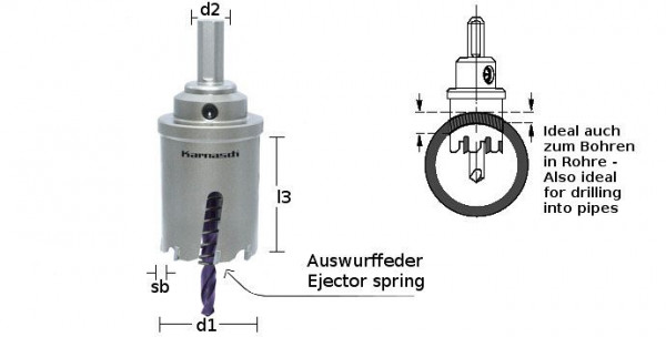 Karnasch Hartmetall-bestückte Lochsäge Power-Max 60 nur Lochsägenkörper, Schnitttiefe 60mm, d=105mm, 201121A105