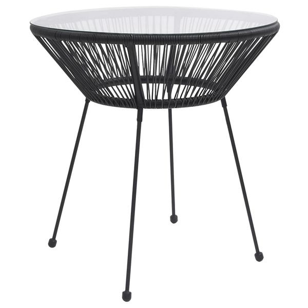 vidaXL Garten-Esstisch Schwarz Ø70x74 cm Rattan und Glas, 312165