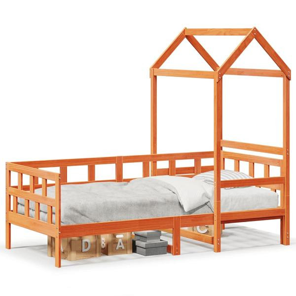 vidaXL Tagesbett mit Dach Wachsbraun 80x200 cm Massivholz Kiefer, 3282239