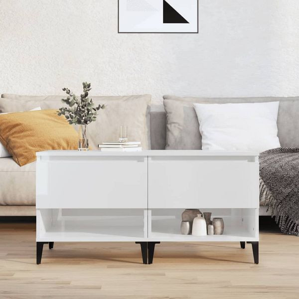 vidaXL Beistelltische 2 Stück Hochglanz-Weiß 50x46x50 cm Holzwerkstoff, 819553
