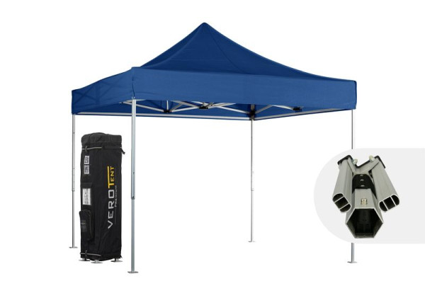 VeroTENT Faltpavillon 3x3m Luxea mit Dach in blau, 3x3m-Luxea-blau