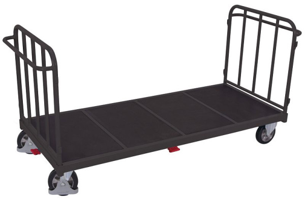 VARIOfit Doppel-Stirnwandwagen mit senkrechten Streben, Ladefläche: 1.305 x 880 mm, RAL 7016 anthrazitgrau, Radsatz: Elastikvollgummi, sw-1303/AG