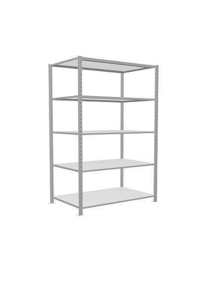 Schulte Grundregal, Steckregal MULTIplus250, 2000 x 1300 x 800 mm, 5 Fachböden, Kreuzstrebe, RAL 7035 lichtgrau, 32880-130