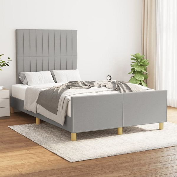 vidaXL Bettgestell mit Kopfteil Hellgrau 120x200 cm Stoff, 3125203
