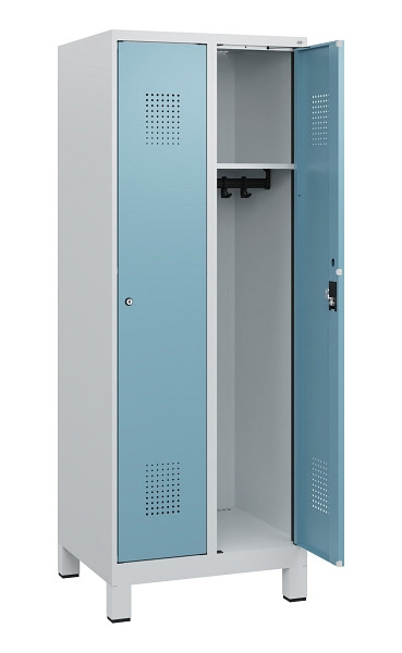 C+P Spind Evolo PLUS, Füße, 2 Abteile, 1630x600x500mm, 7035/0010, Zylinderschloss, 0490105-20 S10035