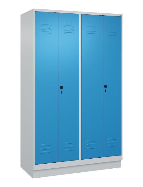 C+P Umkleidespind Classic PLUS SW, Sockel, 4 Abteile, 1950x1200x500mm, 7035/5012, Drehriegel, 080022-40 S10004