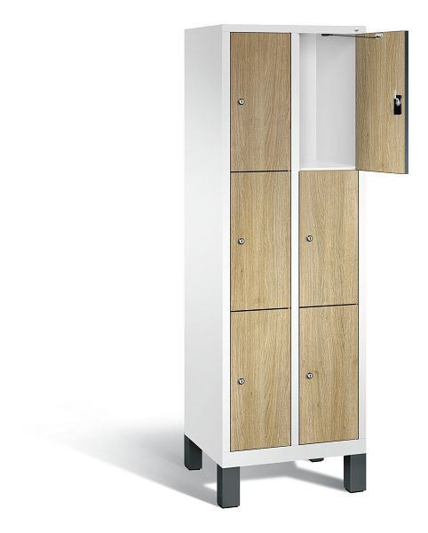 C+P Schließfachschrank Evolo, H1850xB610xT500mm, Farbe: Verkehrsweiß / Dekor Eiche Sereno, 48010-203 S10147