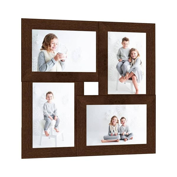 vidaXL Collage Bilderrahmen für 4x(10x15 cm) Fotos Dunkelbraun MDF, 332770