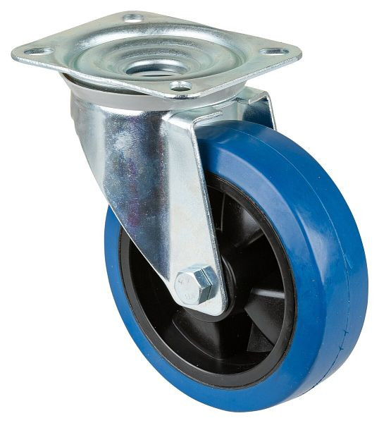 BS Rollen Transportrolle, Rad-Breite 50 mm, Rad-Ø 160 mm, Tragfähigkeit 300 kg, Elastik-Reifen blau, Kugellager, VE: 2 Stück, L400.B62.161