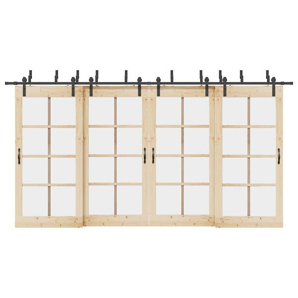vidaXL Schiebetürbeschlag-Set 427 cm Stahl Schwarz, 3295744