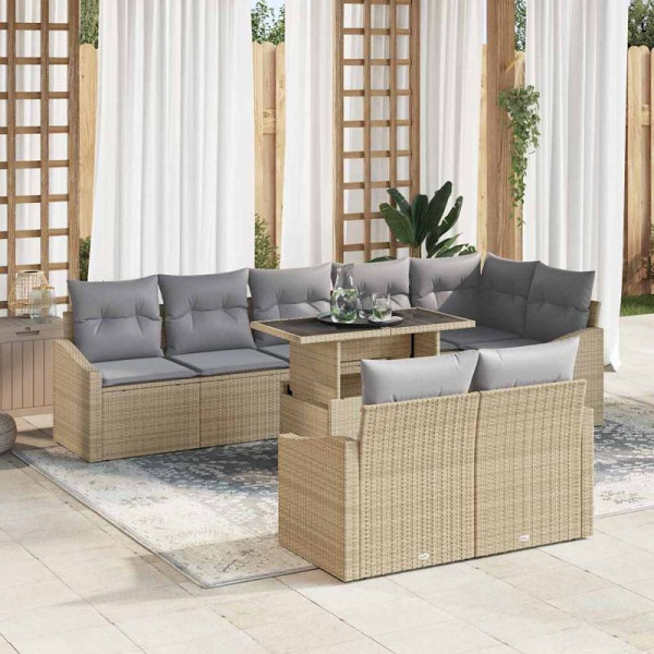 vidaXL Garten-Sofa-Set, 9er Set, Beige und Hellgrau 100 x 55 x 73 cm, 3349026