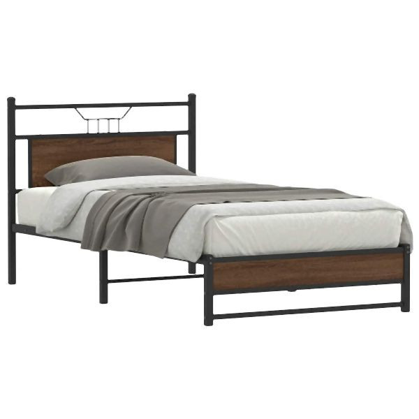 vidaXL Bettgestell ohne Matratze Braun Eichen-Optik 107x203 cm, 4107012