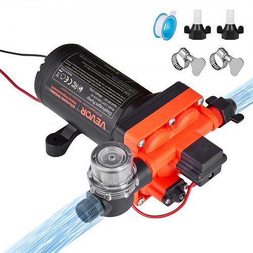 VEVOR 12V 18,9 L/min 4-Kammer-Membranpumpe mit Druckschalter, 4,8 bar, für Wohnmobil, Boot, Autowäsche, DDGMSBCGK12VVRA9W001V9