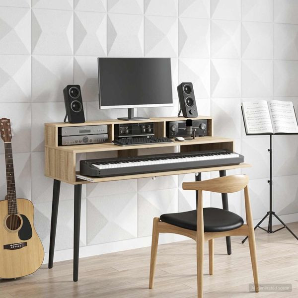 vidaXL Studiotisch Sonoma-Eiche 110 x 42,5 x 36 cm Holzwerkstoff, 8006734