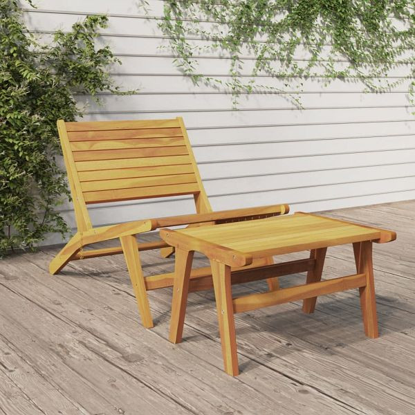 vidaXL Gartenstuhl mit Fußstütze Massivholz Teak, 319154