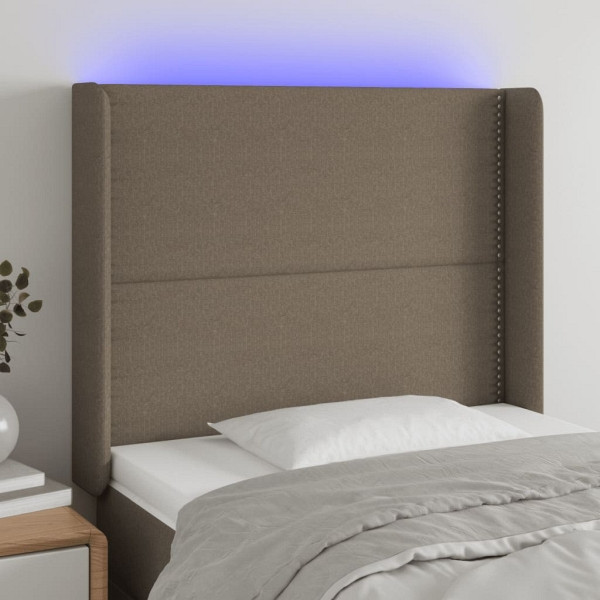 vidaXL LED Kopfteil Taupe 103x16x118/128 cm Stoff, 3123902