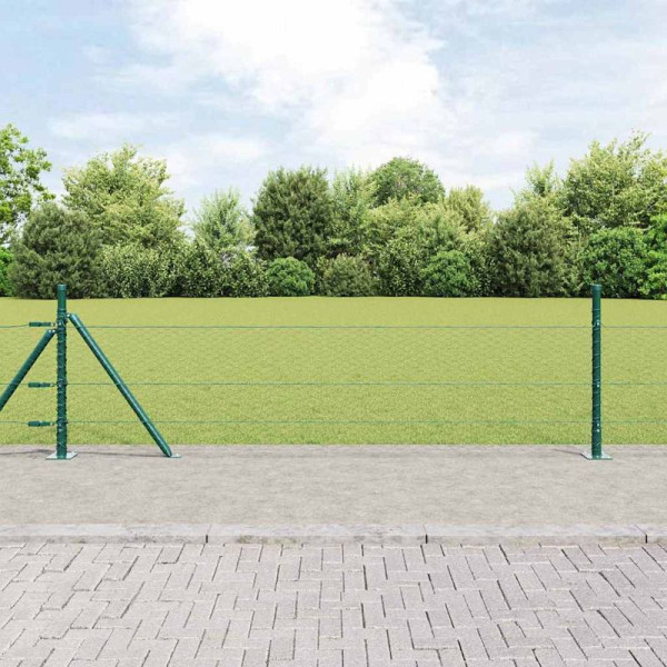 vidaXL Zaun mit Pfosten Grün 0,4 x 100 m PVC-beschichteter Stahl, 3353573