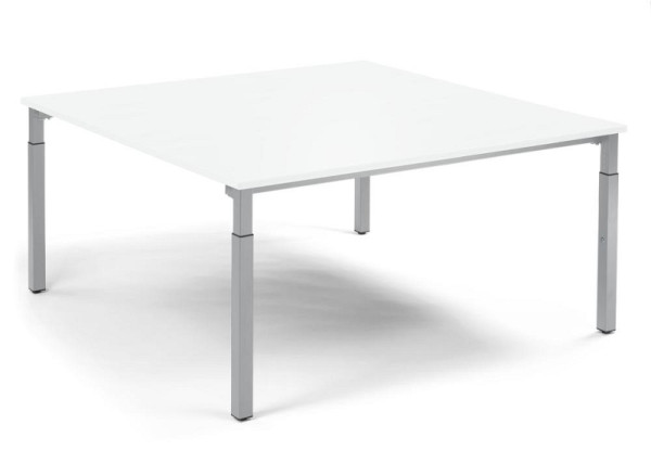Deskin Konferenztisch System MODUL, Weiß, 1600 x 1600 x 650 mm, Gestell: Alusilber RAL 9006, 349185