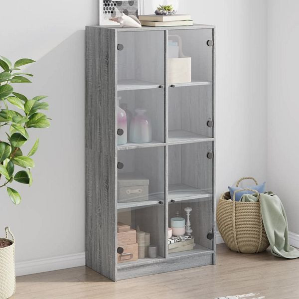 vidaXL Highboard mit Türen Grau Sonoma 68x37x142 cm Holzwerkstoff, 3295862