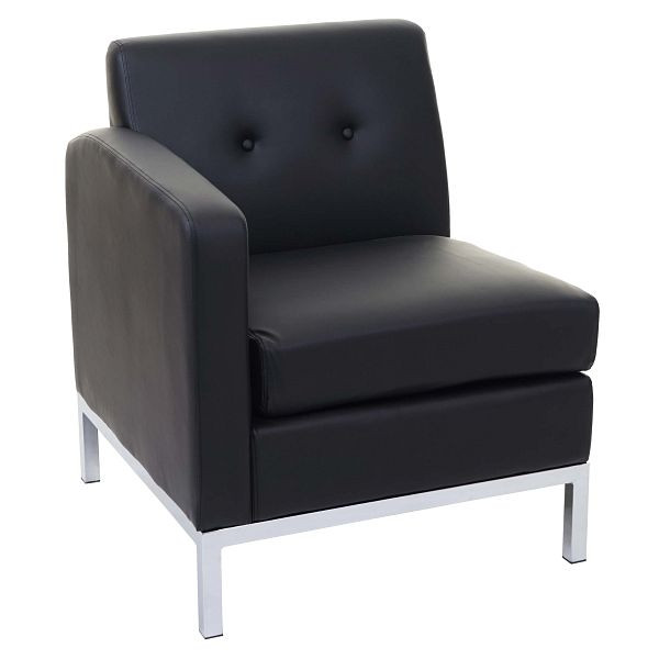 Mendler Sessel HWC-C19, Modular-Sofa Seitenteil links mit Armlehne, erweiterbar Kunstleder, schwarz, 57126