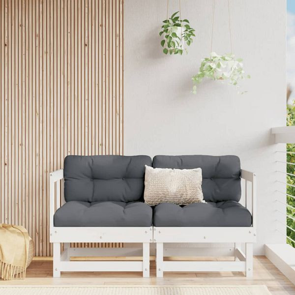vidaXL Garten-Ecksofas 2 Stück Weiß Massivholz Kiefer, 825395