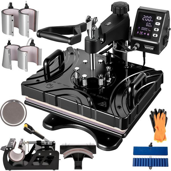 VEVOR Hitzepresse 10 in 1, schwarz, 38 x 30 cm, 360-Grad-Drehbar, DGNTHJSHY2938HSO1V2