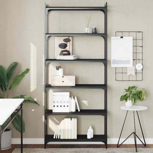 vidaXL Bücherregal 6 Böden Schwarz 80x30x188 cm Holzwerkstoff, 837682