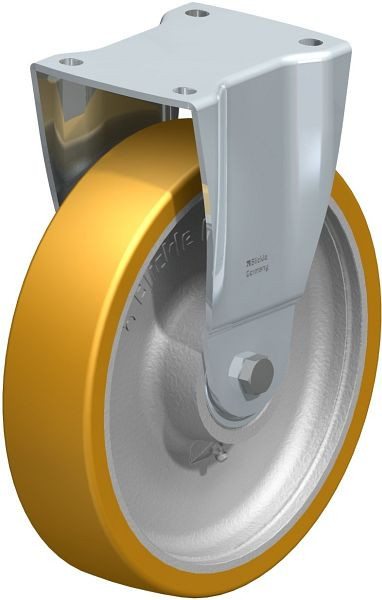 Blickle BH-GTH 250K Stahlblech-Bockrolle, Schwerlast-Ausführung, mit Anschraubplatte, Blickle Extrathane®, Hellbraun, 224