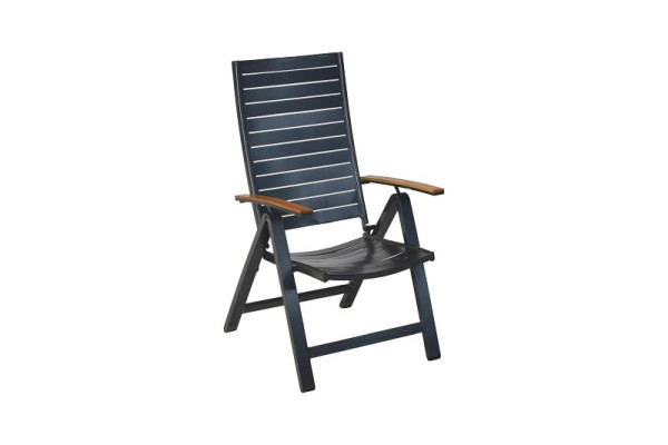 Merxx Astros Klappsessel, Rückenlehne 5-fach verstellbar, Armlehnen Kunstoff, Holzoptik, Aluminium mit Kunststoff, 21620-717