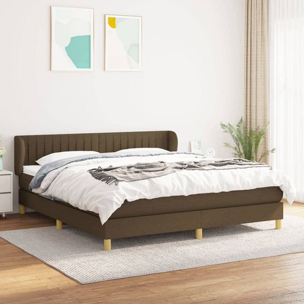 vidaXL Boxspringbett mit Matratze Dunkelbraun 180x200 cm Stoff, 3126984