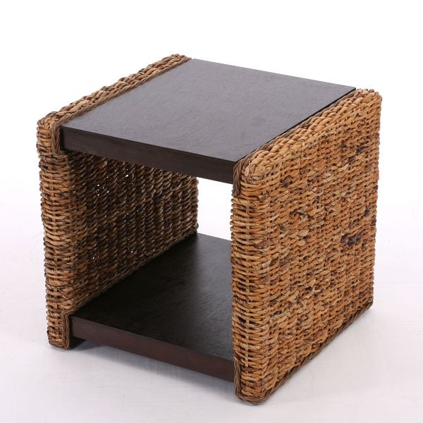 Mendler Beistelltisch Nachttisch Sitzhocker Lucca Rattan, Bananengeflecht, 27255