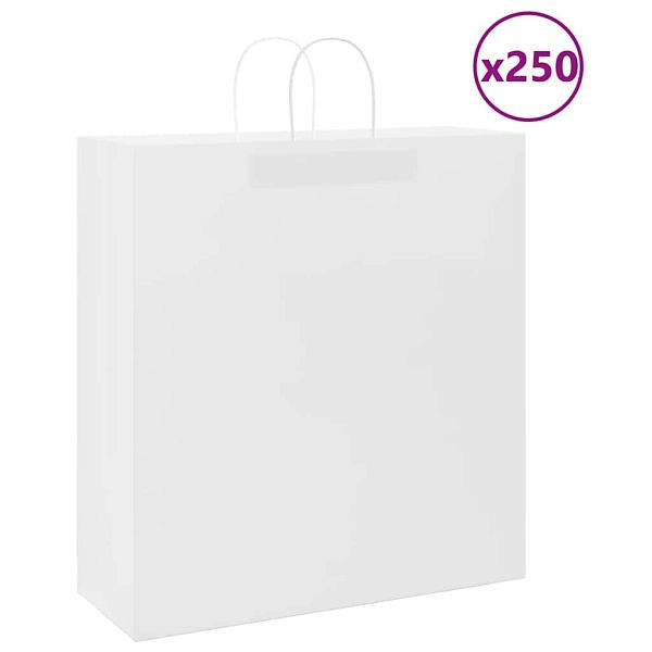 vidaXL Papiertragetaschen 250 Stk. mit Henkeln Weiß 45x17x48 cm, 4101625