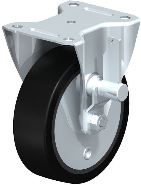 Blickle B-GEV 160K-TB Bockrolle mit Trommelbremse, Elastik-Vollgummi, Schwarz, 842744