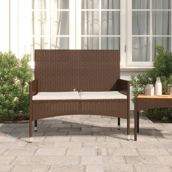 vidaXL Gartenbank 2-Sitzer mit Kissen Braun Poly Rattan, 319487