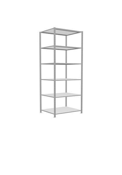 Schulte Grundregal, Steckregal MULTIplus150, 2500 x 1000 x 800 mm, 6 Fachböden, Kreuzstrebe, RAL 7035 lichtgrau, 32681