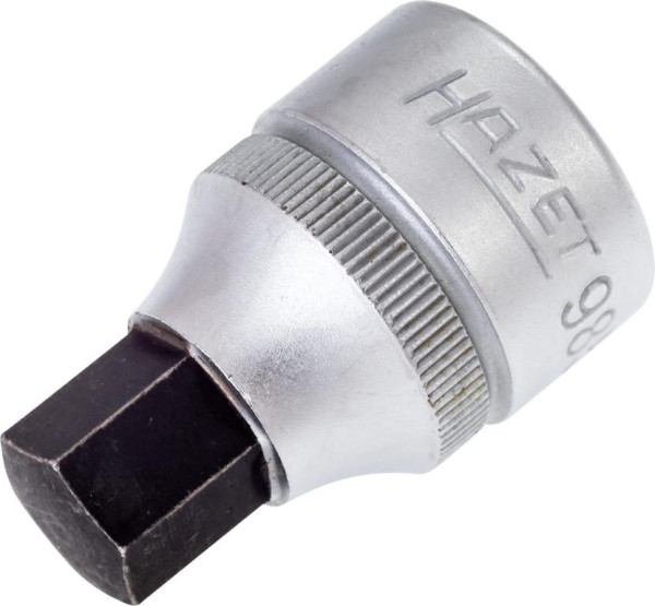 Hazet Schraubendreher-Steckschlüsseleinsatz, Vierkant hohl 12,5 mm, Innen-Sechskant Profil, 12 mm, extrakurz Mit Rändelung, 985-12