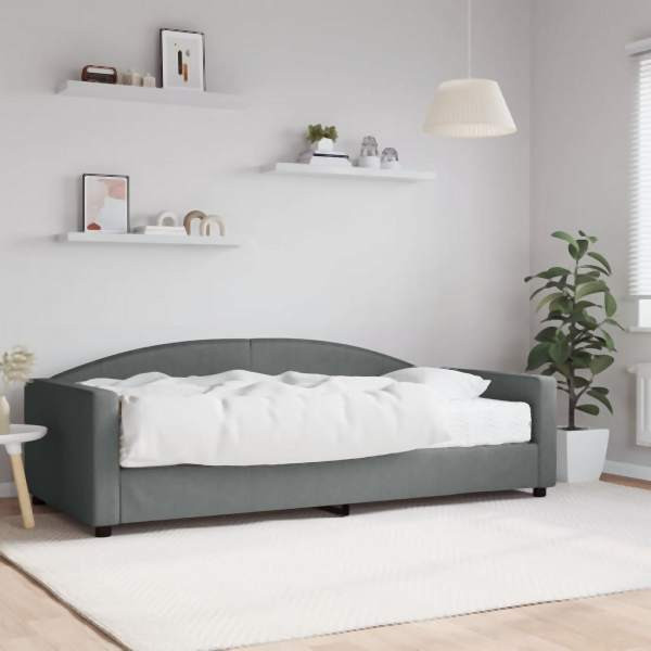 vidaXL Tagesbett mit Matratze Dunkelgrau 100x200 cm Stoff, 3197176