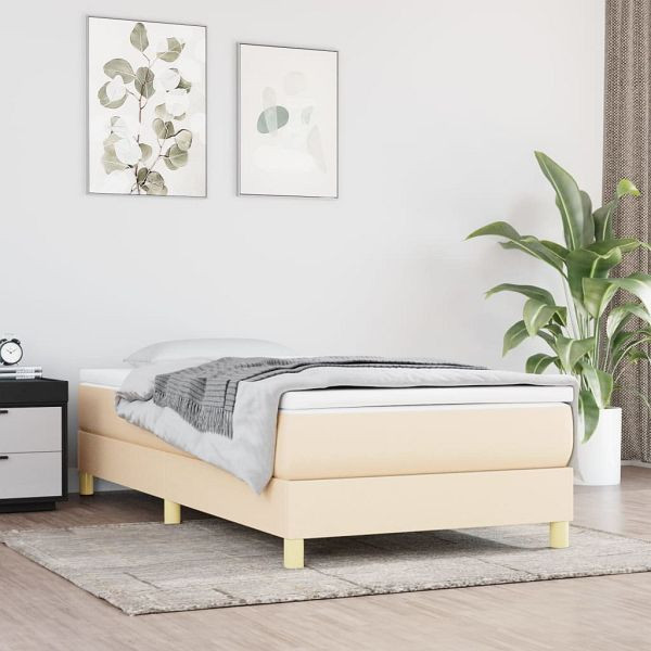 vidaXL Boxspringbett mit Matratze Creme 80x200 cm Stoff, 3144132