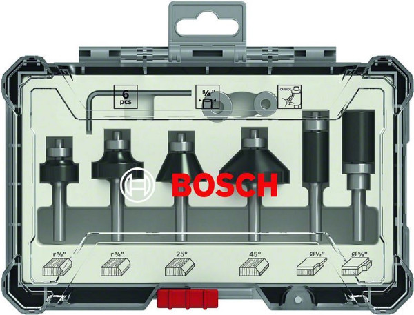 Bosch Rand- und Kantenfräser-Set, 1/4 Zoll-Schaft, 6-teilig, 2607017470