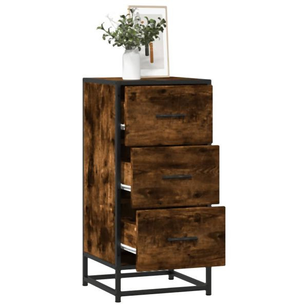 vidaXL Sideboard Räuchereiche 35,5x35x76 cm Holzwerkstoff und Metall, 848946