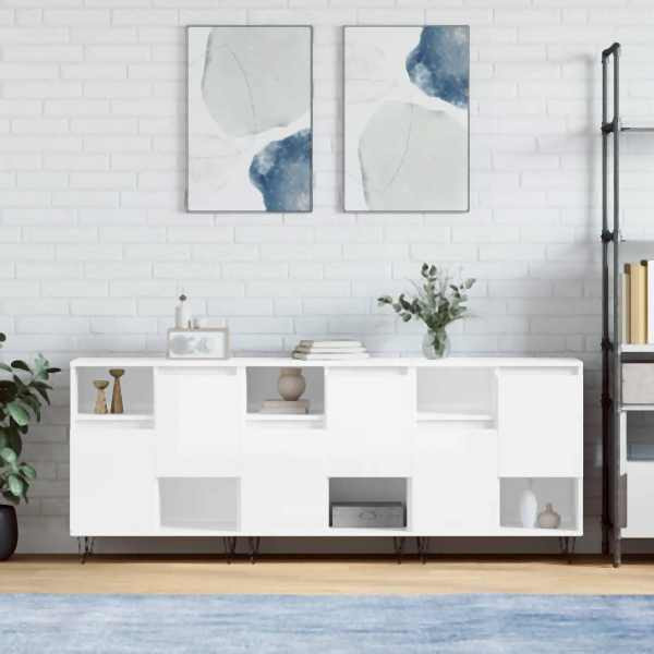 vidaXL Sideboards 3 Stück Hochglanz-Weiß Holzwerkstoff, 3190151
