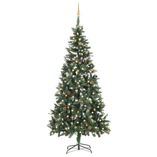 vidaXL Künstlicher Weihnachtsbaum mit Beleuchtung & Kugeln 210 cm, 3077801