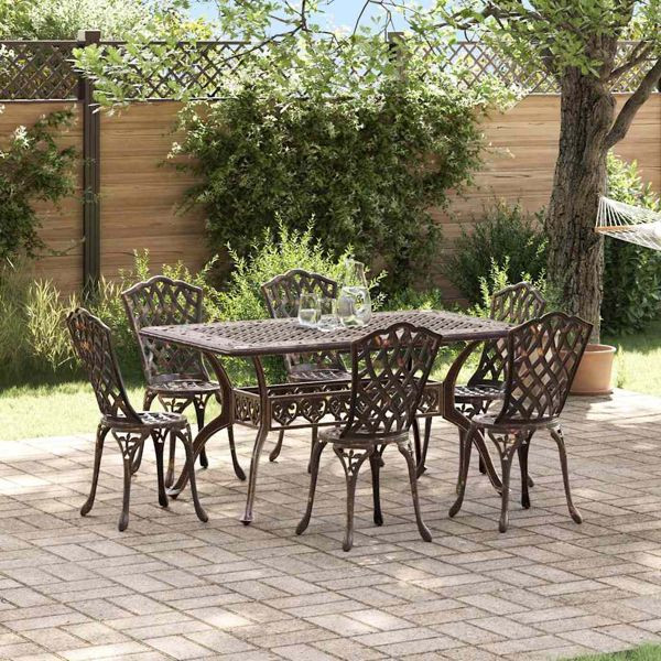 vidaXL Garten Essgruppe 7-teilig Bronze Aluminium, 3334672